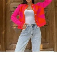 Women's Plaid Colorblock Plus-Size Cardigan thumbnail 4