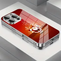 Christmas Santa Snowman iPhone Glass Case thumbnail 1