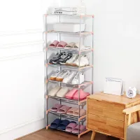 Pink 3-Tier Narrow Stackable Shoe Rack thumbnail 2