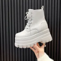 Women's Front Lace Military Platform Boots thumbnail 3