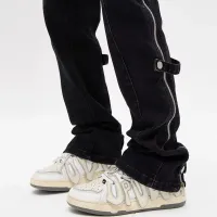 Black Y2K Cargo Jeans with Side Zipper thumbnail 6