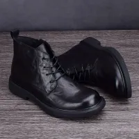 Men's Leather High Top Ankle Boots thumbnail 6
