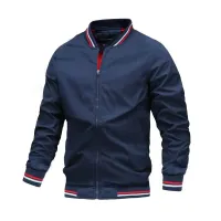 Men's Black Slim Fit Bomber Jacket thumbnail 6