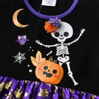 Girls Pumpkin Skull Princess Dress thumbnail 3