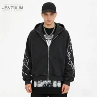 Black Y2K Oversized Zipper Hoodie thumbnail 2