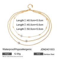 18K Gold Plated Layered Chain Necklace thumbnail 4