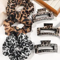 Leopard Scrunchies & Claw Clips Set thumbnail 1