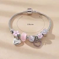 Heart Flower Glass Charm Bracelet thumbnail 4