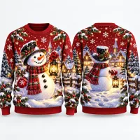 Snowman Village Ugly Christmas Sweater thumbnail 6