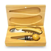 Bamboo Wood Wine Opener Gift Set thumbnail 2