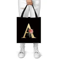 Personalized Canvas Tote Bag with Letter Printing thumbnail 4