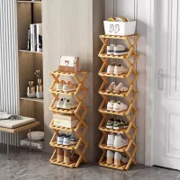 Folding Bamboo Multi-Layer Shoe Rack thumbnail 1