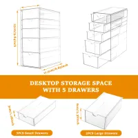 4/5Layer Acrylic Drawer Organizer Stationery Storage Box Glasses Clear Desk Makeup Hair Display Pencil Holder Office Student thumbnail 6