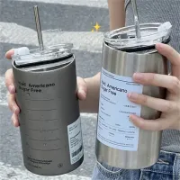 600ml Stainless Steel Thermos Cup with Straw thumbnail 1