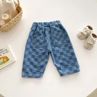 Children's Plaid Denim Jeans Pants 1-5Y thumbnail 4