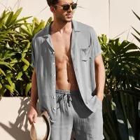 Men's Cotton Linen Shirt & Shorts Set thumbnail 3