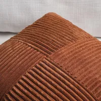 Rust Boho Corduroy Patchwork Pillow Cover thumbnail 3