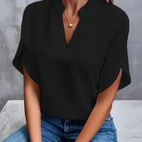 Women's V-Neck Half Sleeve Casual Blouse thumbnail 4