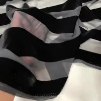 Striped Burnout Velvet Fabric thumbnail 1