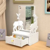 Rabbit Rotating Makeup Mirror with Drawer thumbnail 3