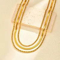Gold Plated Layered Necklace Set thumbnail 3