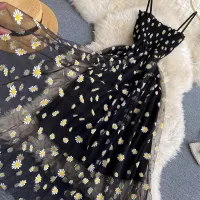 Korean Floral Mesh Party Dress thumbnail 6