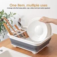 Foldable Dish Drying Rack with Drainboard thumbnail 2