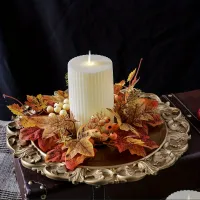 Autumn Maple Leaf Candle Holder Wreath thumbnail 2