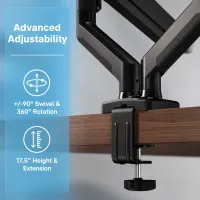 Dual Monitor Stand Up to 33" Adjustable Steel VESA Mount thumbnail 3