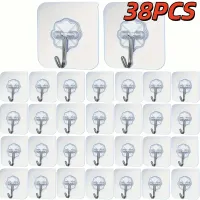 Heavy Duty Transparent Adhesive Wall Hooks, No Drill No Residue Clear Hooks, Waterproof Strong Sticky Hooks for Bathroom Kitchen Hanging Towel Key Cutlery, Damage-Free Removable Home Storage Organizer thumbnail 3