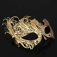 Black Gold Skull Metal Half Face Mask thumbnail 1