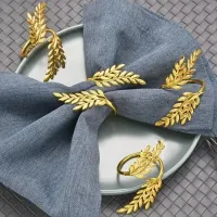 Gold Leaf Napkin Rings Holiday Set thumbnail 2