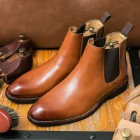 Men's Leather Chelsea Boots Thick Sole thumbnail 3