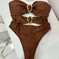 Metal Ring Cut Out Bandeau One Piece Swimsuit thumbnail 6