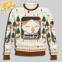 Funny Benadryl Cat Christmas Sweatshirt thumbnail 3