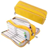 Pencil Case Large Space Storage 3 Compartment Pouch Double Side Opened Student Stationery Desk Organizer School Supplies thumbnail 2