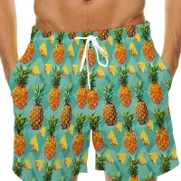 Men's 3D Pineapple Print Beach Shorts thumbnail 3