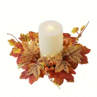 Autumn Maple Leaf Candle Holder Wreath thumbnail 5