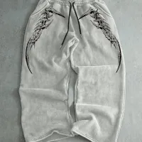 Skull Print Drawstring Sweatpants thumbnail 2