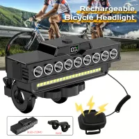 9 LED Bike Light Set - 1600LM Front & 200LM Rear thumbnail 1