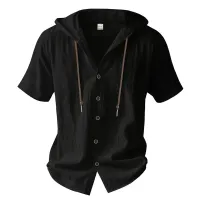 Cotton Linen Hooded Shirt thumbnail 2