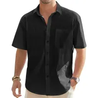 Men's Cotton Linen Short Sleeve Shirt thumbnail 2