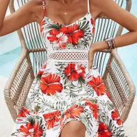 Floral Lace Strapless Boho Maxi Dress thumbnail 1