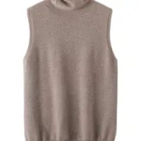 Merino Wool Turtleneck Sleeveless Vest thumbnail 4