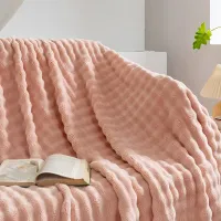Coral Velvet Bubble Rabbit Sofa Blanket thumbnail 4