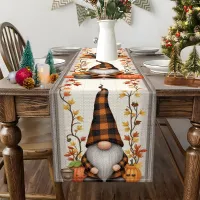 Autumn Plaid Elf Pumpkin Table Runner thumbnail 2