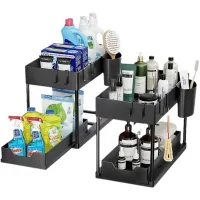 2-Tier Sliding L-Shape Under Sink Organizer thumbnail 1