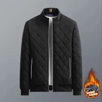 Men's Diamond Pattern Fleece Bomber Jacket thumbnail 6