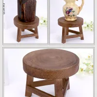 Modern Wood Plant Stand Stool thumbnail 2