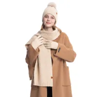 Women's Winter Knitted Hat Scarf Gloves Set thumbnail 5